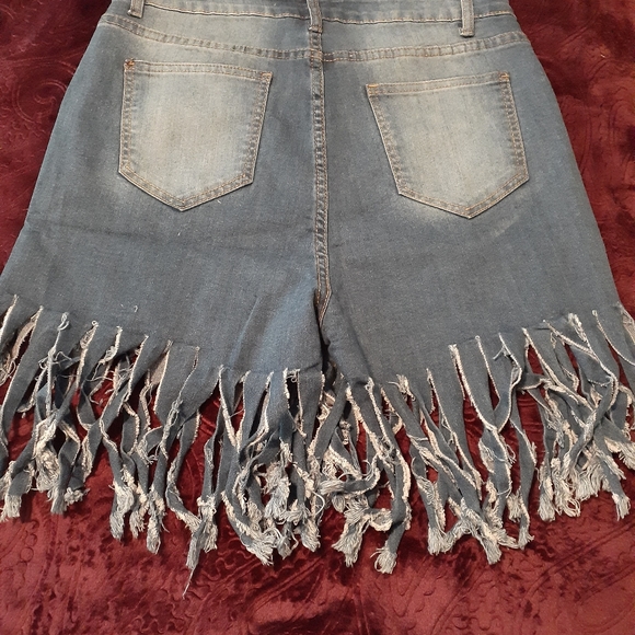 Fringed Rugged Jean Shorts - Picture 3 of 5
